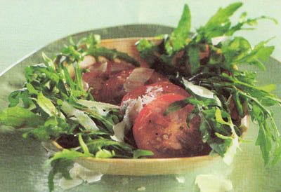 Салат из помидоров, пармезана и руколы - блюдо 200 калорий - меню для похудения